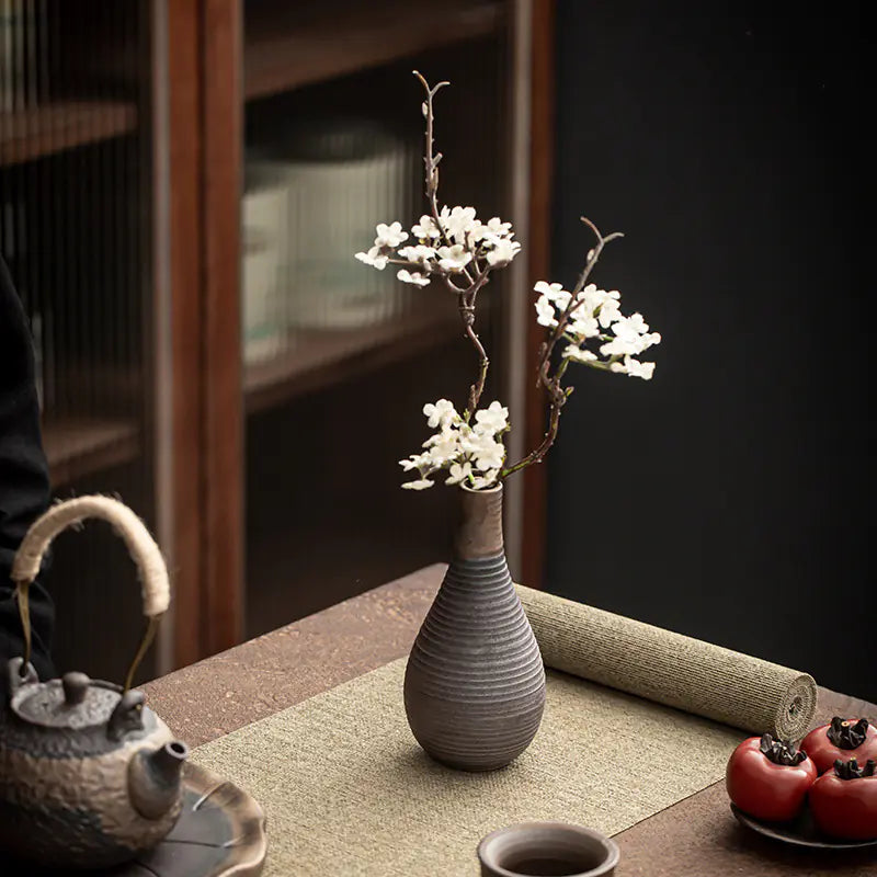 Vintage Rustic Ceramic Flower Vase for Zen Decor