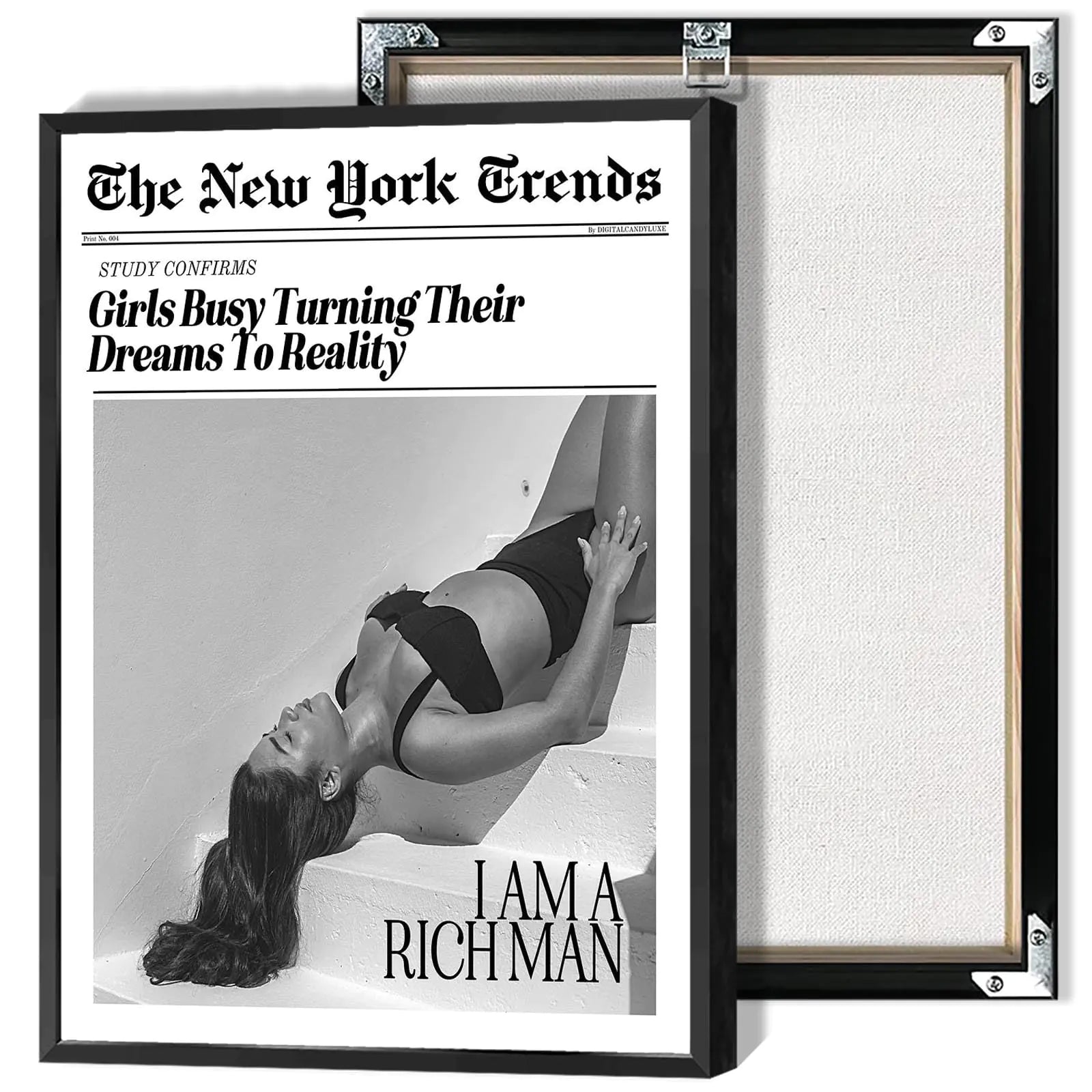 Vintage Girls Busy Turning Their Dreams To Reality Posters Black And White Summer Hotties Canvas Wall Art Room Aesthetic Preppy Prints Painting For Home Bedroom Dorm Wall Decor 24x36in Framed