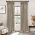 INOVADAY Pinch Pleated Curtains 100% Blackout Curtains Thermal Pinch Pleated Curtains Blackout Linen Blackout Curtains Drapes for Bedroom/Living Room - W40 x L108 Grey Beige
