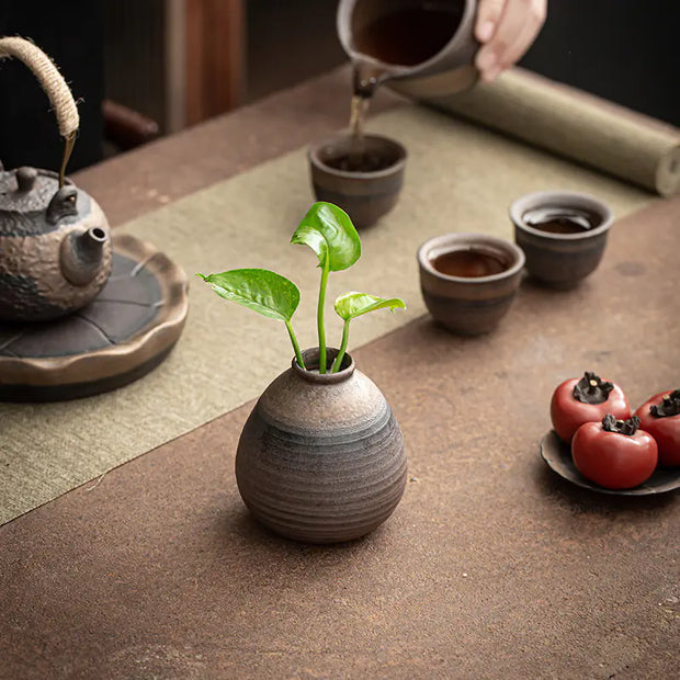 Vintage Rustic Ceramic Flower Vase for Zen Decor