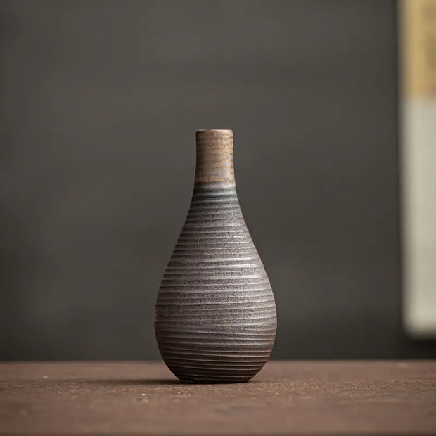 Vintage Rustic Ceramic Flower Vase for Zen Decor